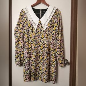 Sister Jane Centre Piece Mini Dress pink yellow floral pearl collar 90s